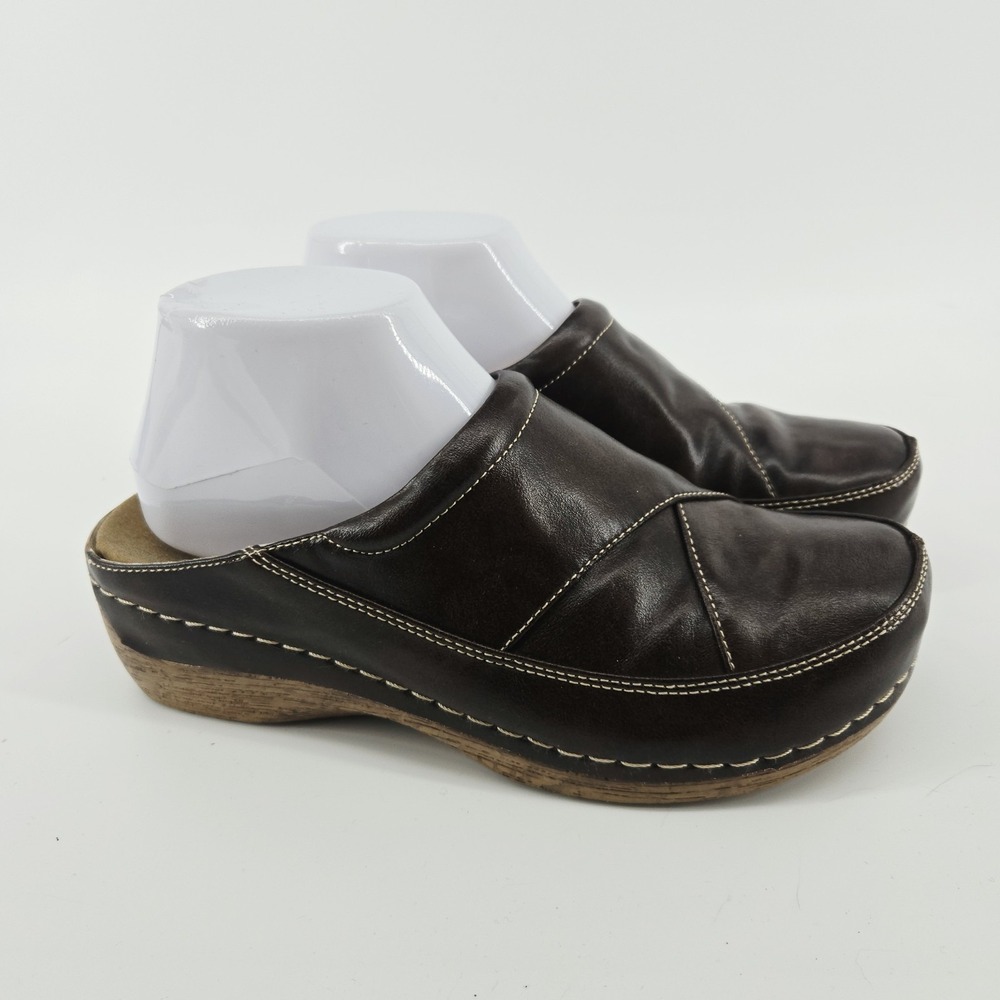 Spring Step Brown Leather Clogs Sz 39 US 8.5 Telly Clog Dark Brown Slip On